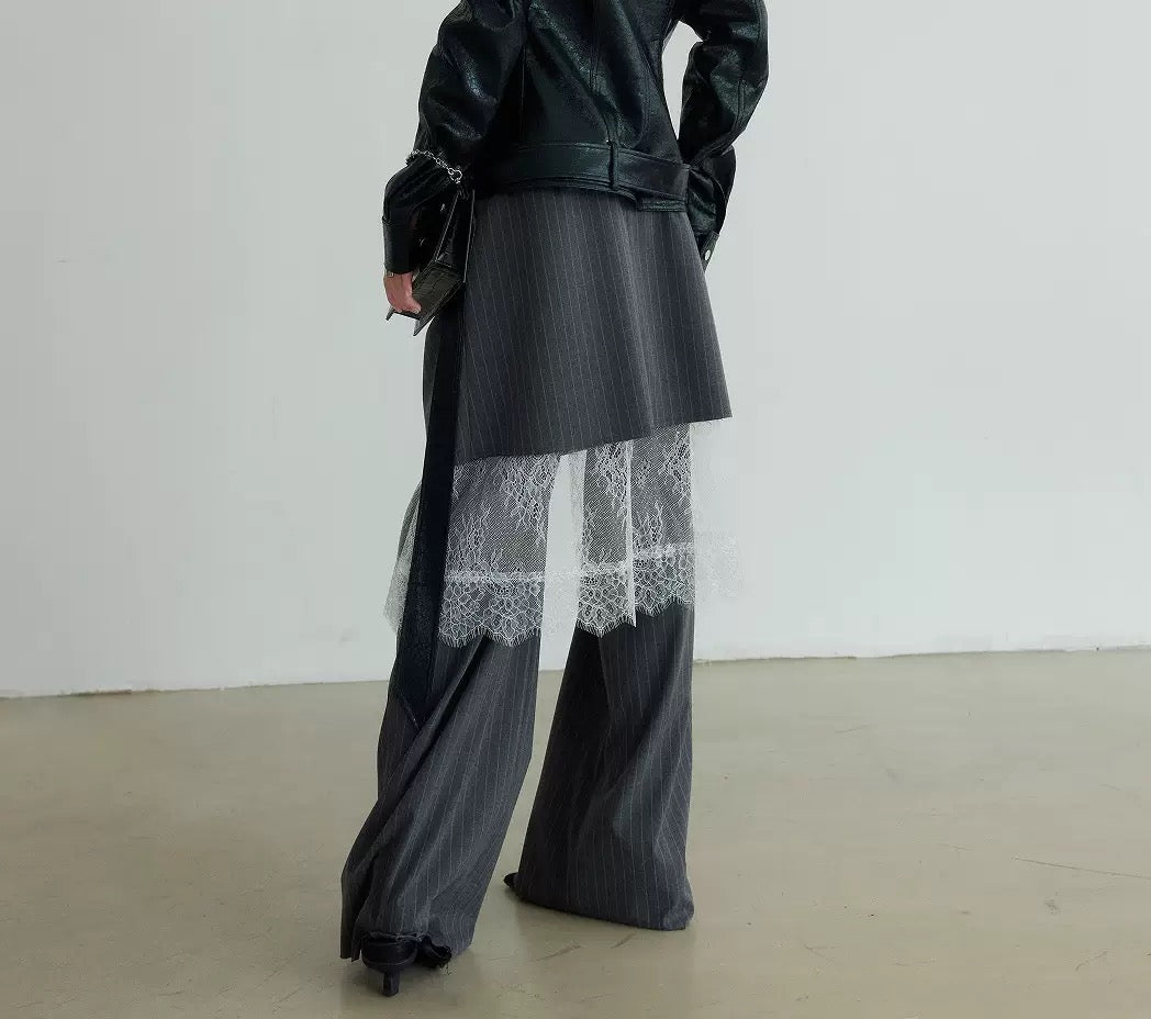 Lace cut trousers