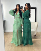 Splicing long sleeves dress