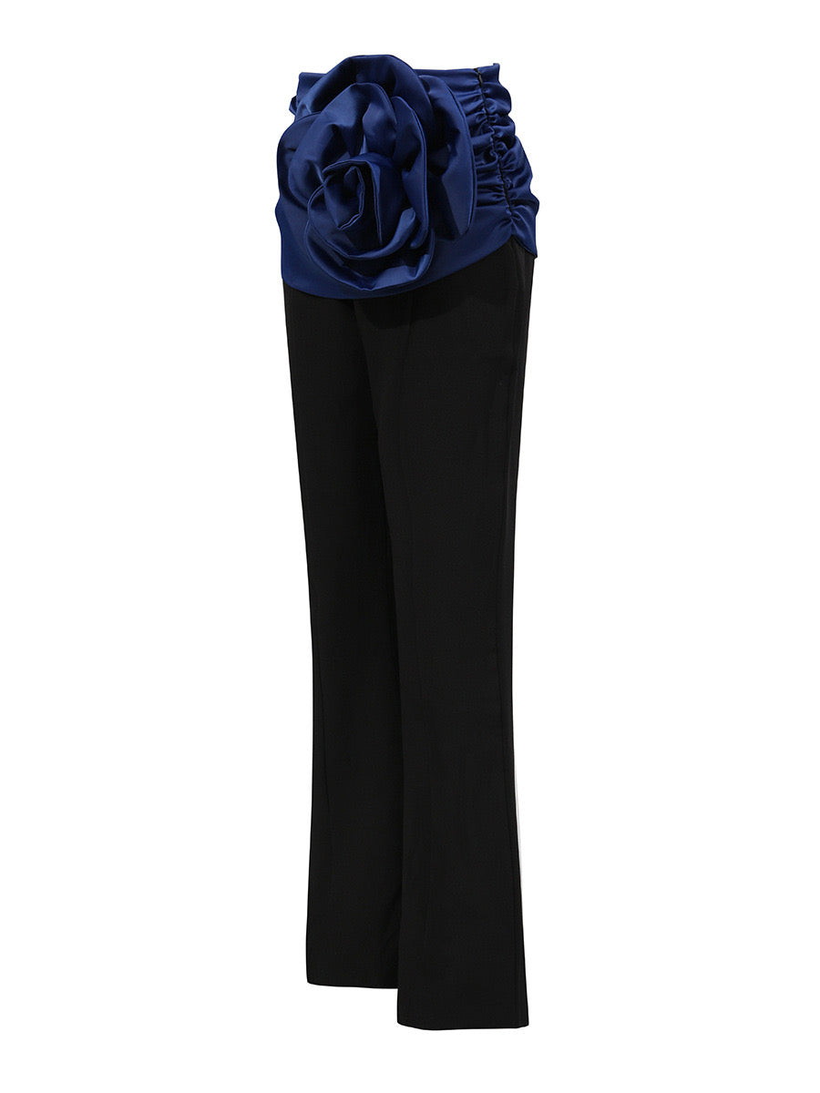 Carolina draped flower bootcut pants