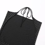 Rhinestone embellished tulle top