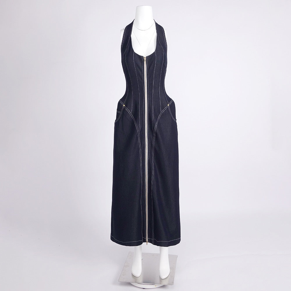 Halter slimfit bodycon denim dress