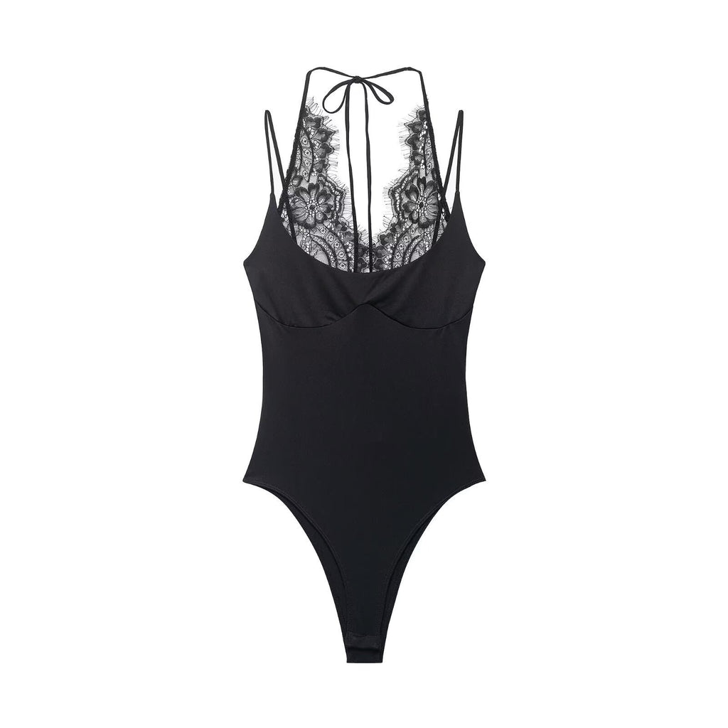Lace halter neck bodysuit