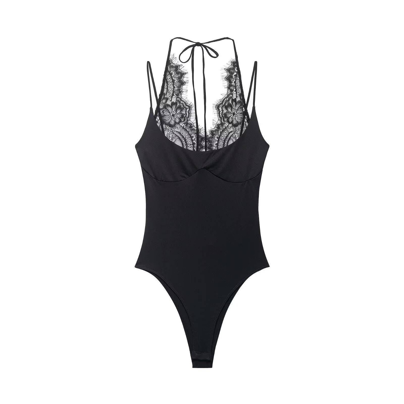 Lace halter neck bodysuit