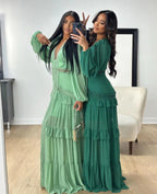 Splicing long sleeves dress