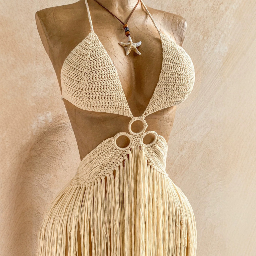 Ha de Adę crochet tassel dress