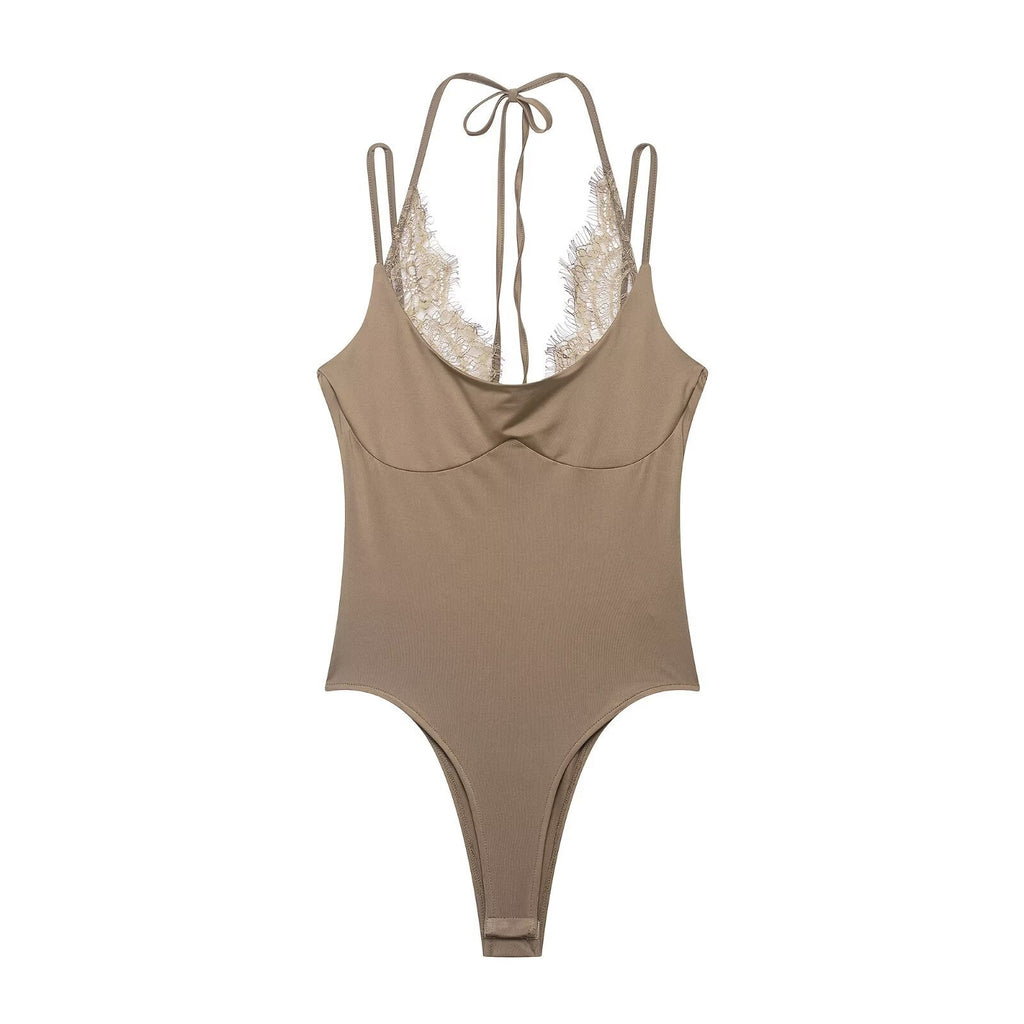 Lace halter neck bodysuit