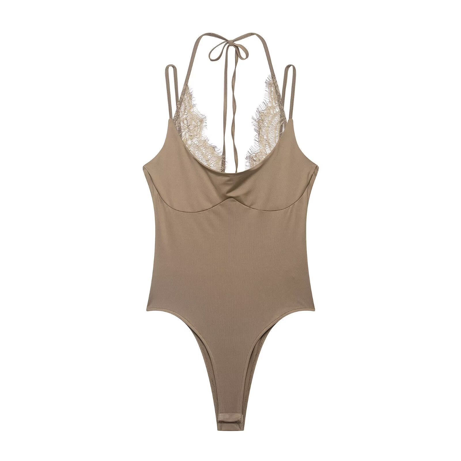 Lace halter neck bodysuit