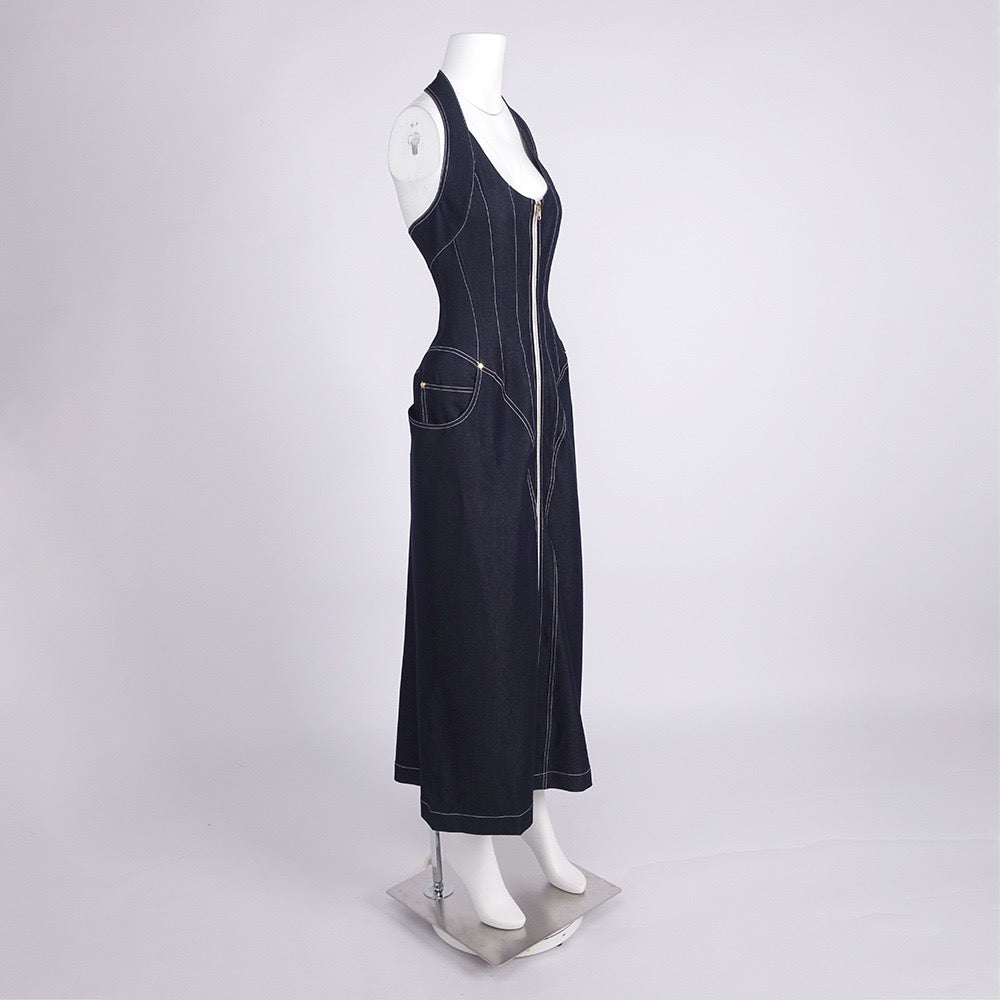 Halter slimfit bodycon denim dress