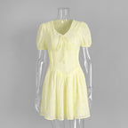 Tie sexy embroidery short dress