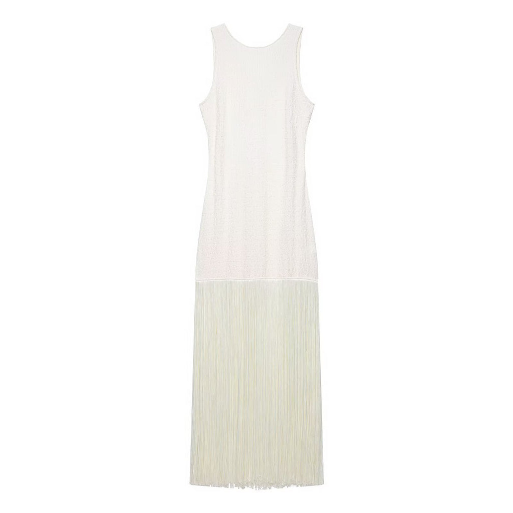 Retro slim fit tassel dress