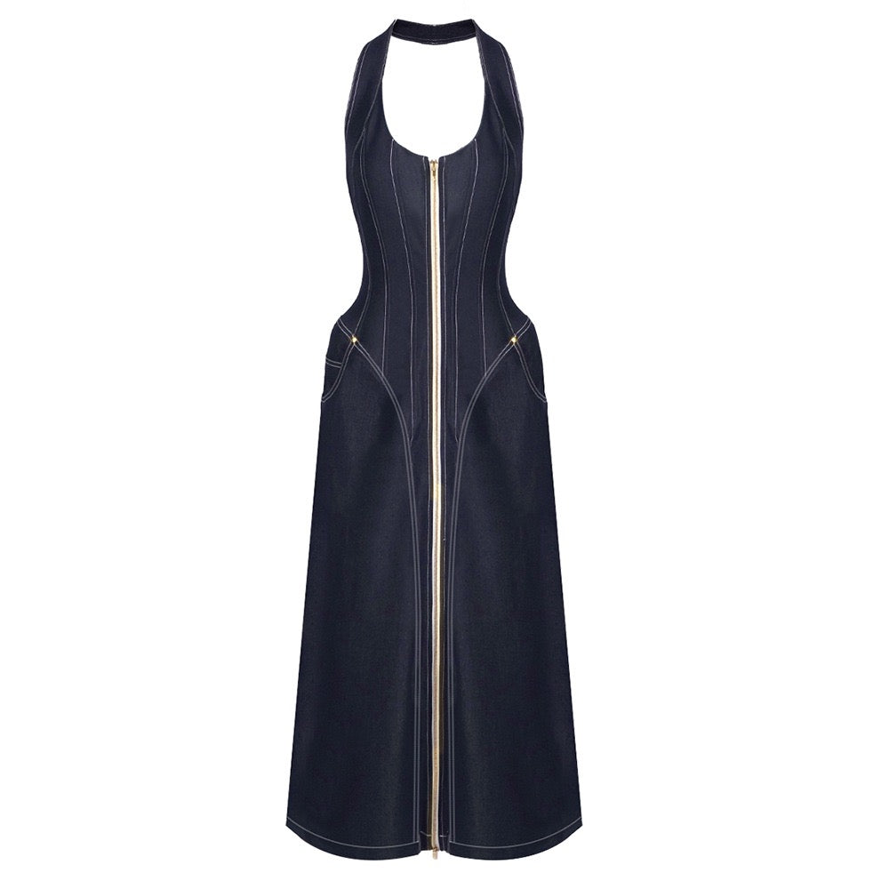 Halter slimfit bodycon denim dress