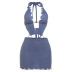 Knitted sexy beaded dress