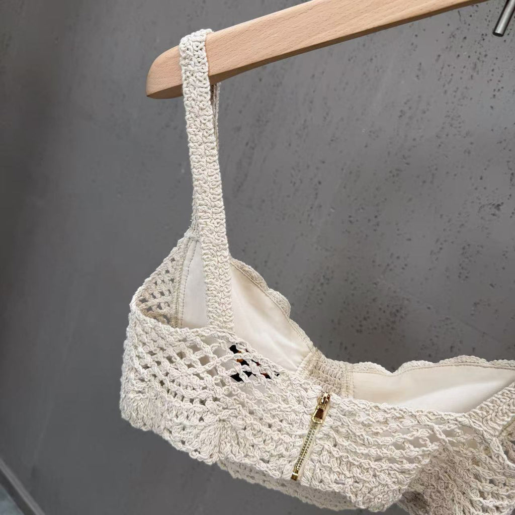 Tassel knitted wrap set