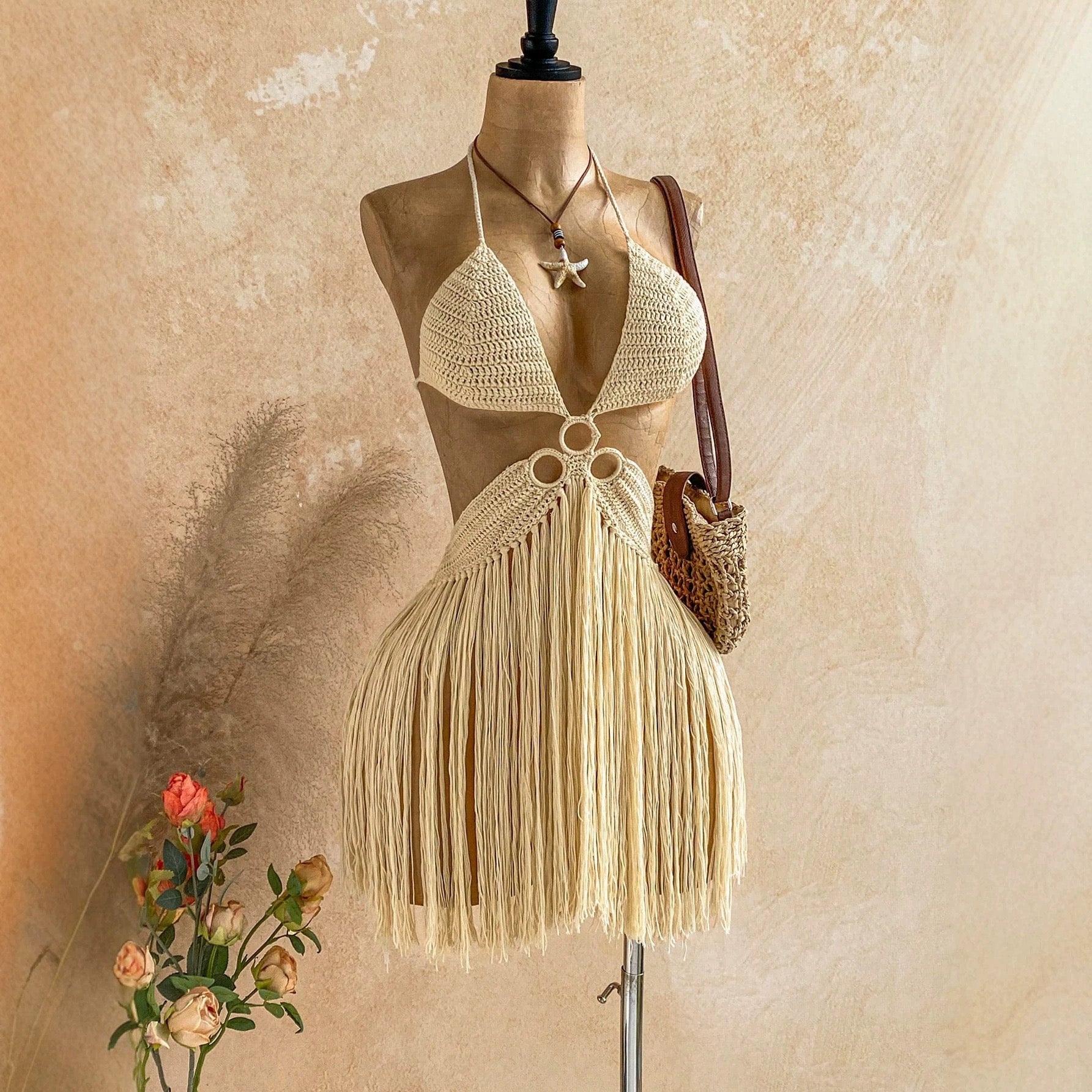 Ha de Adę crochet tassel dress