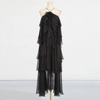 Stitching ruffled dress
