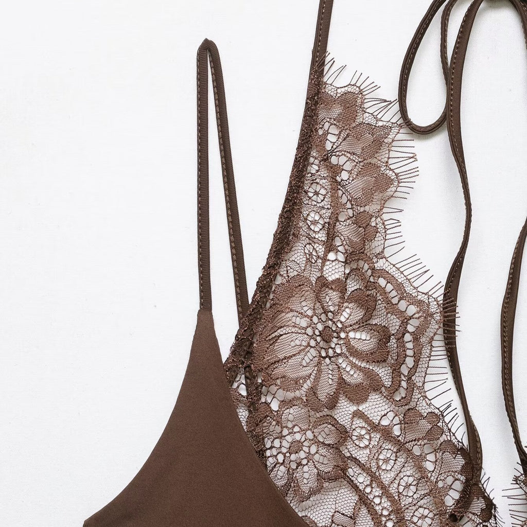 Lace halter neck bodysuit