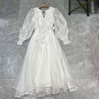 French niche spring v neck dress