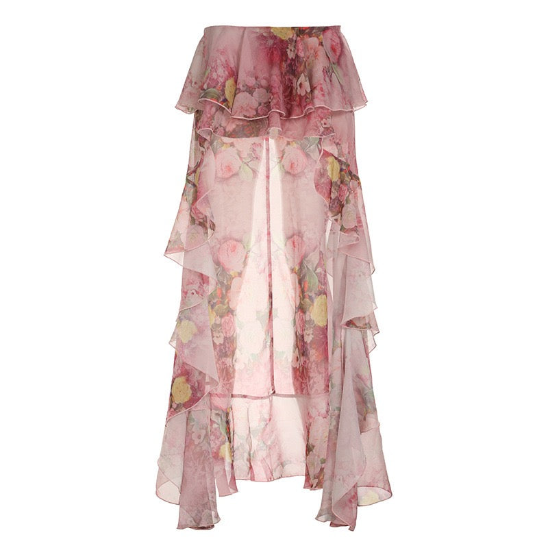 Floral print ruffle skirt