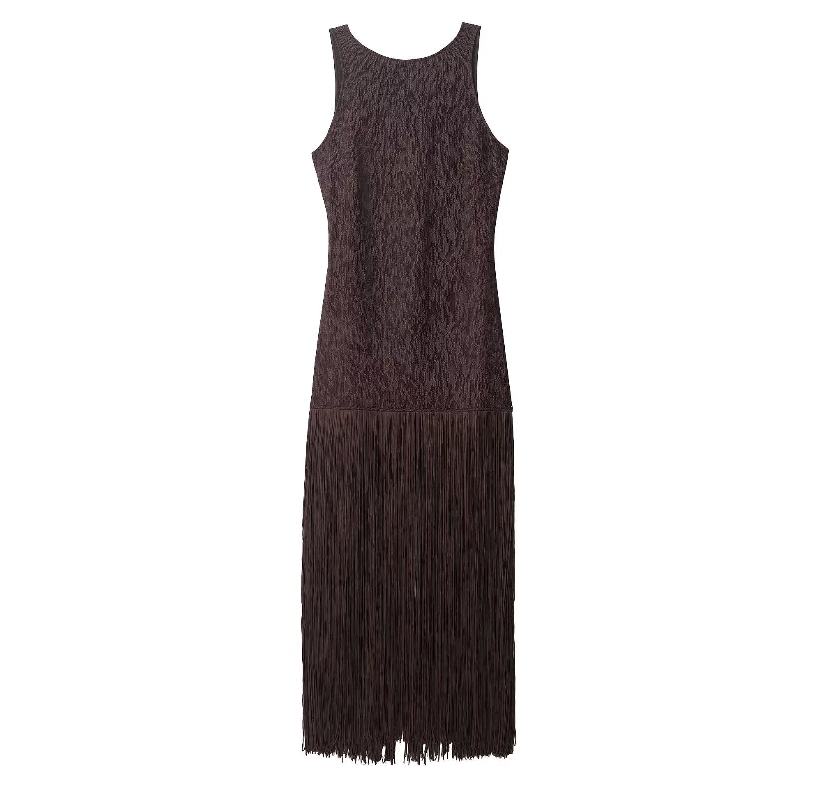 Retro slim fit tassel dress