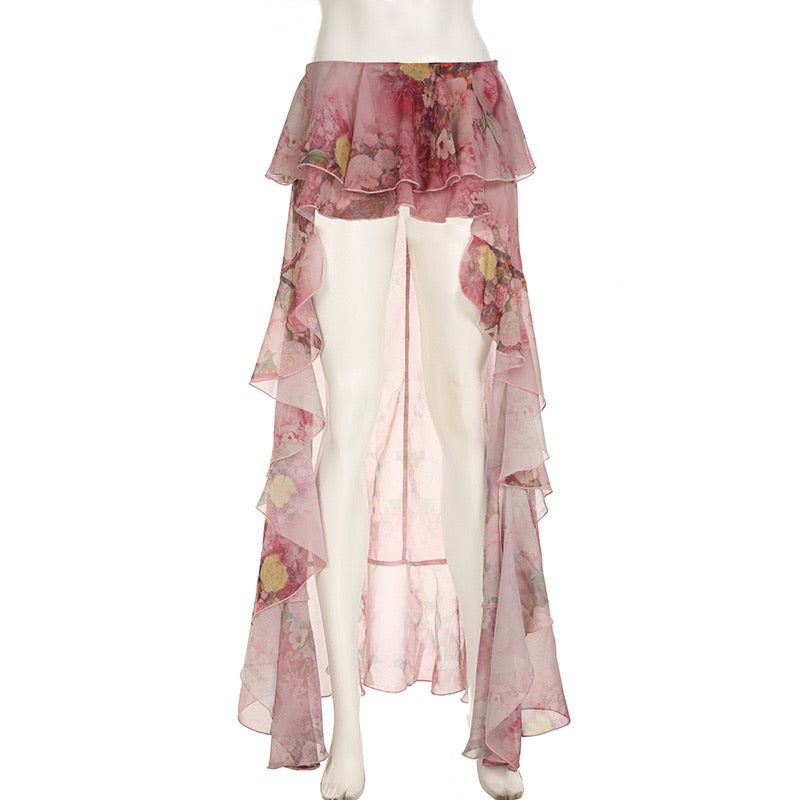 Floral print ruffle skirt