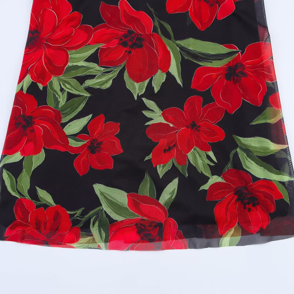 Printed tulle dress