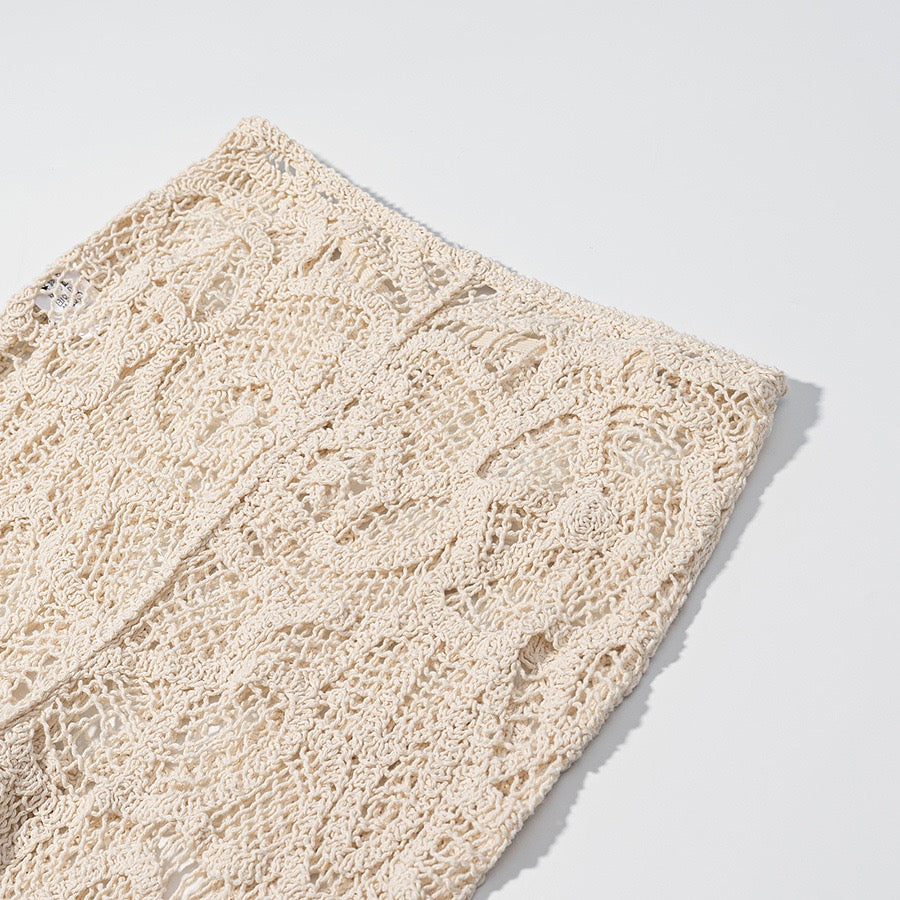 Crochet floral flared pants
