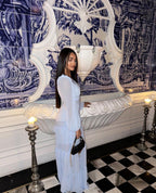 Splicing long sleeves dress