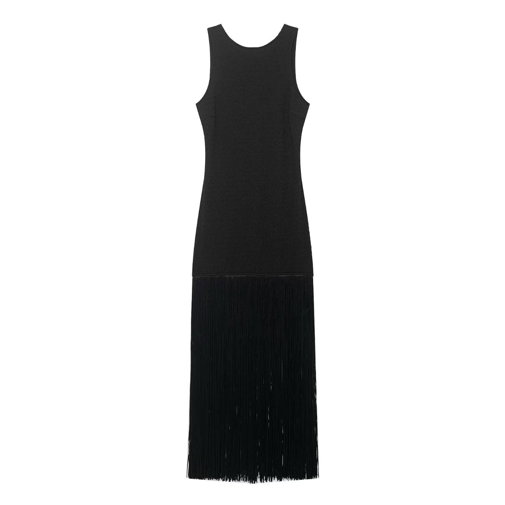 Retro slim fit tassel dress