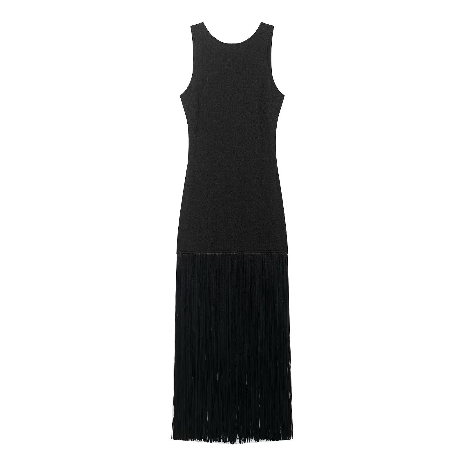 Retro slim fit tassel dress