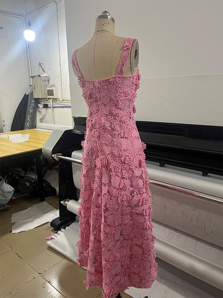 Pinky floral lace dress
