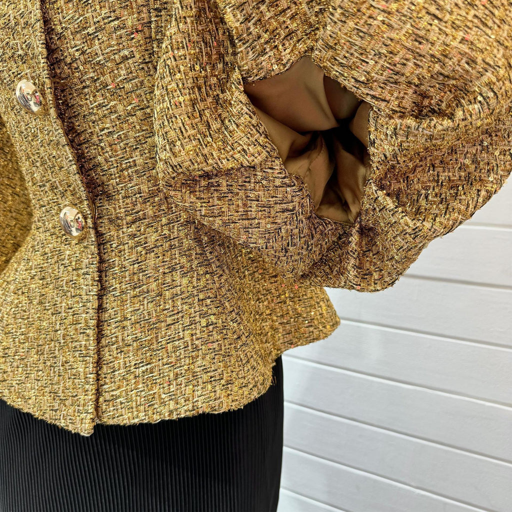 Metallic puff sleeves jacket