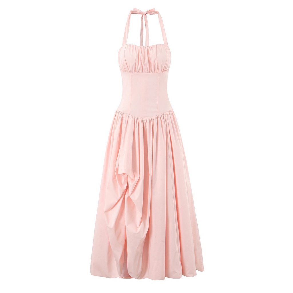 Fishbone French halter neck dress