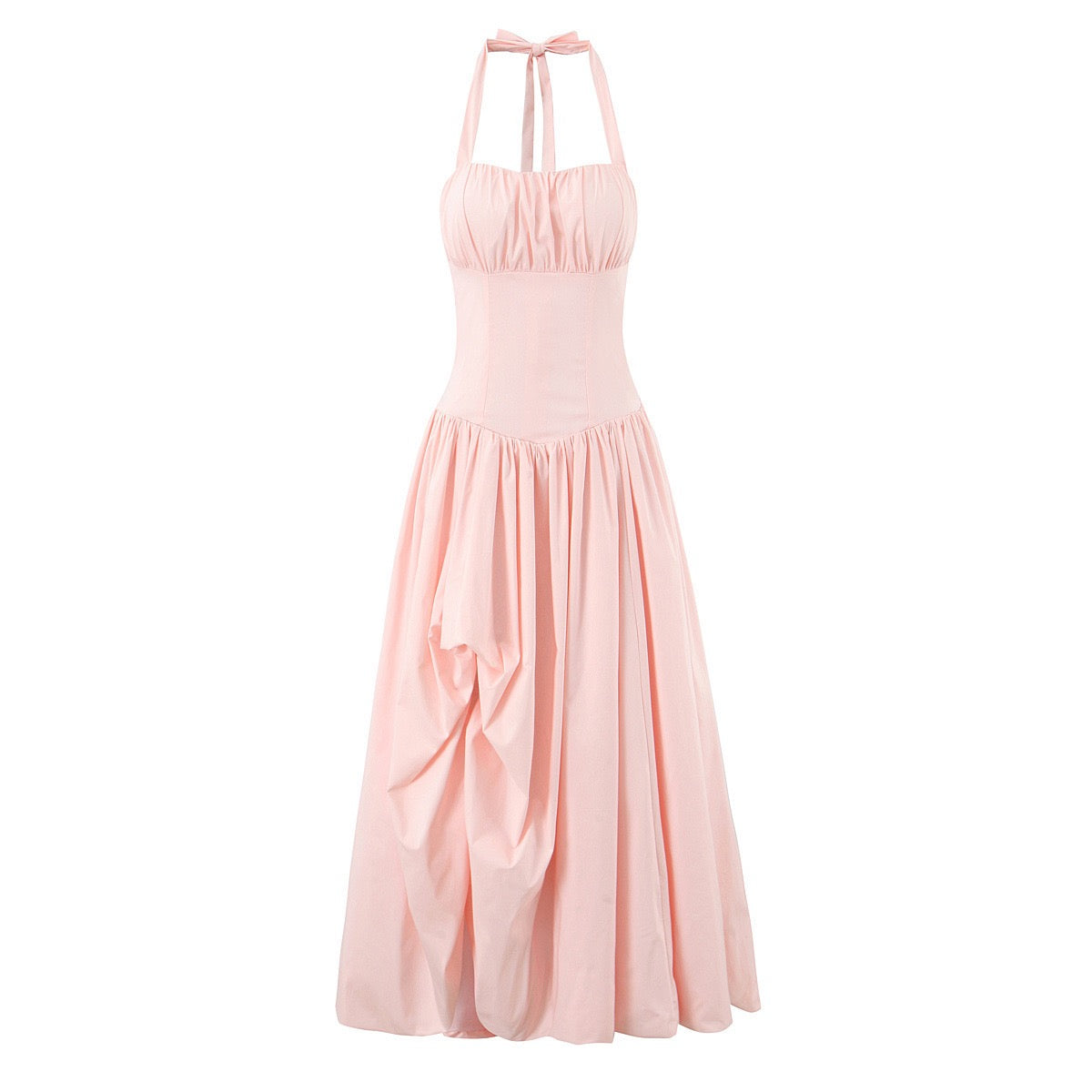 Fishbone French halter neck dress