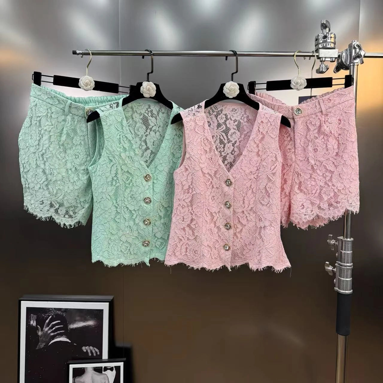 Lace shorts set