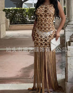Crochet fringes long coverup