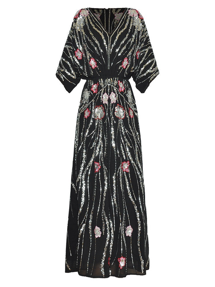Heavy sequin embroidery dress