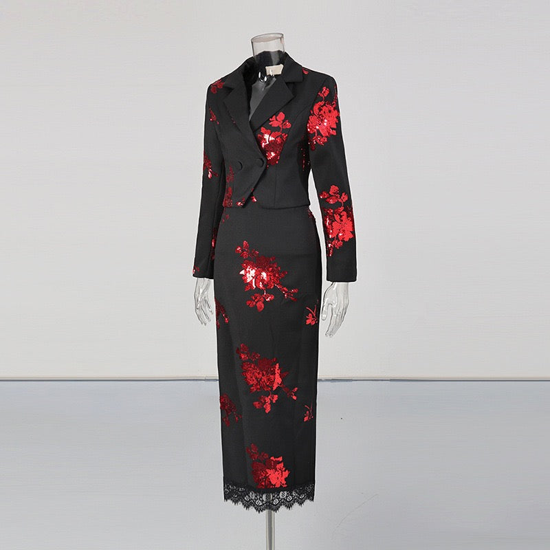 Sequined lapel set