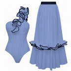 One shoulder swimsuit set