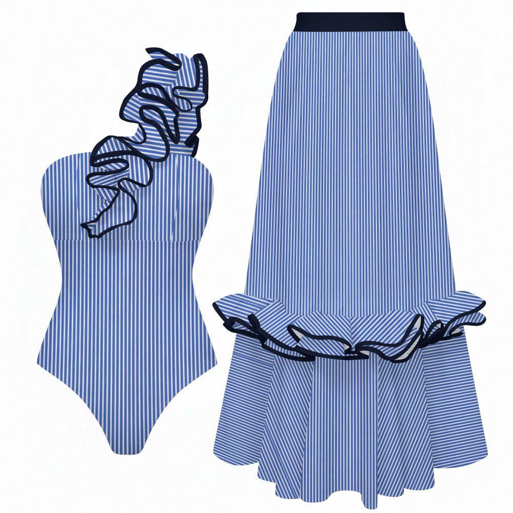 One shoulder swimsuit set