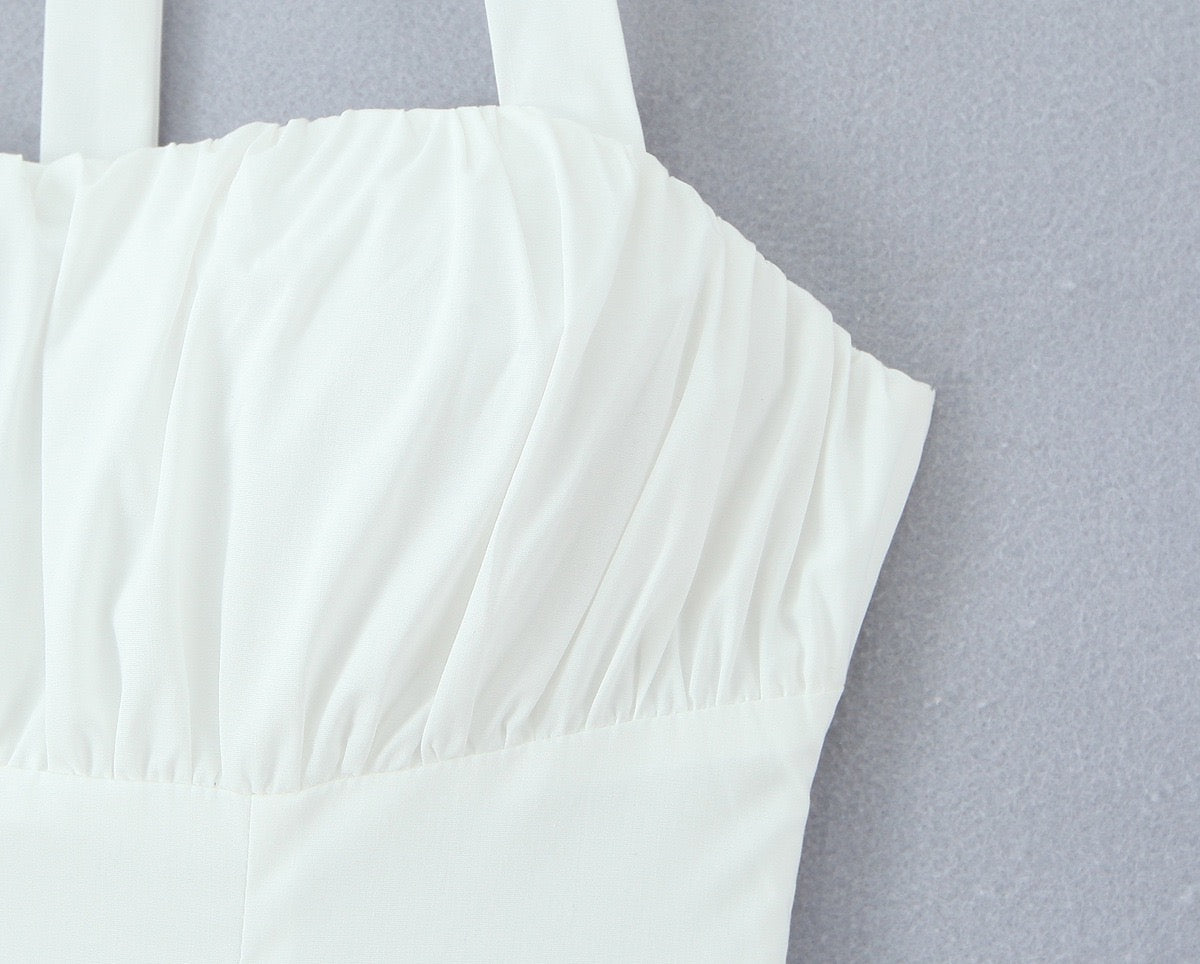 Fishbone French halter neck dress