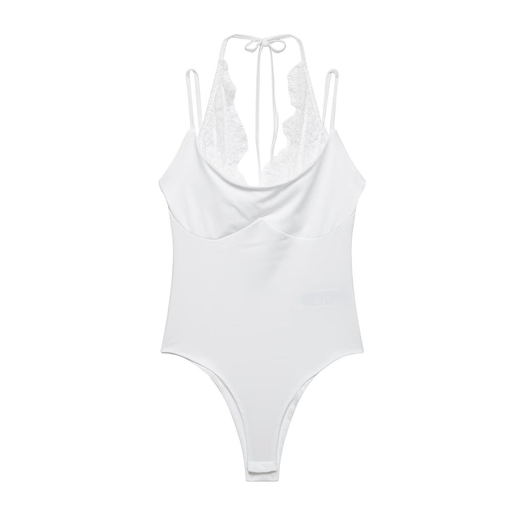 Lace halter neck bodysuit