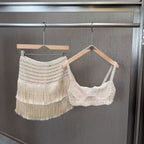 Tassel knitted wrap set