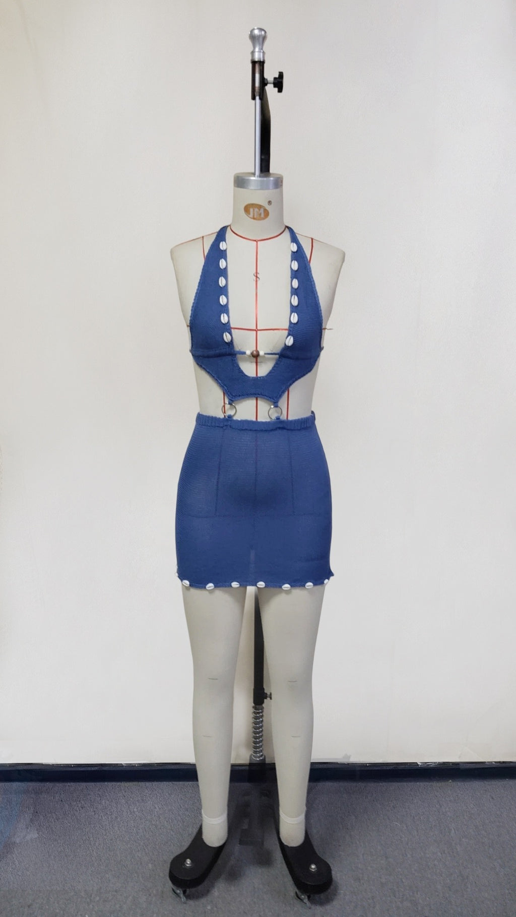 Knitted sexy beaded dress