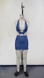 Knitted sexy beaded dress