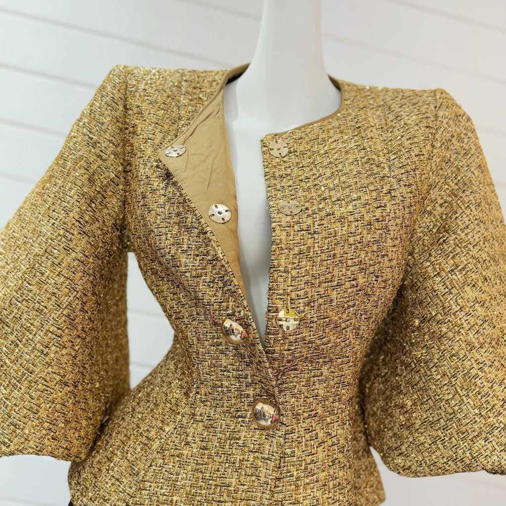 Metallic puff sleeves jacket