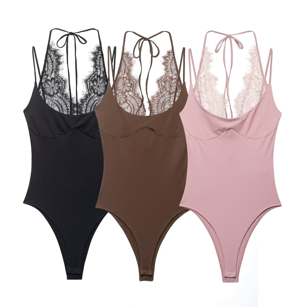 Lace halterneck bodysuit