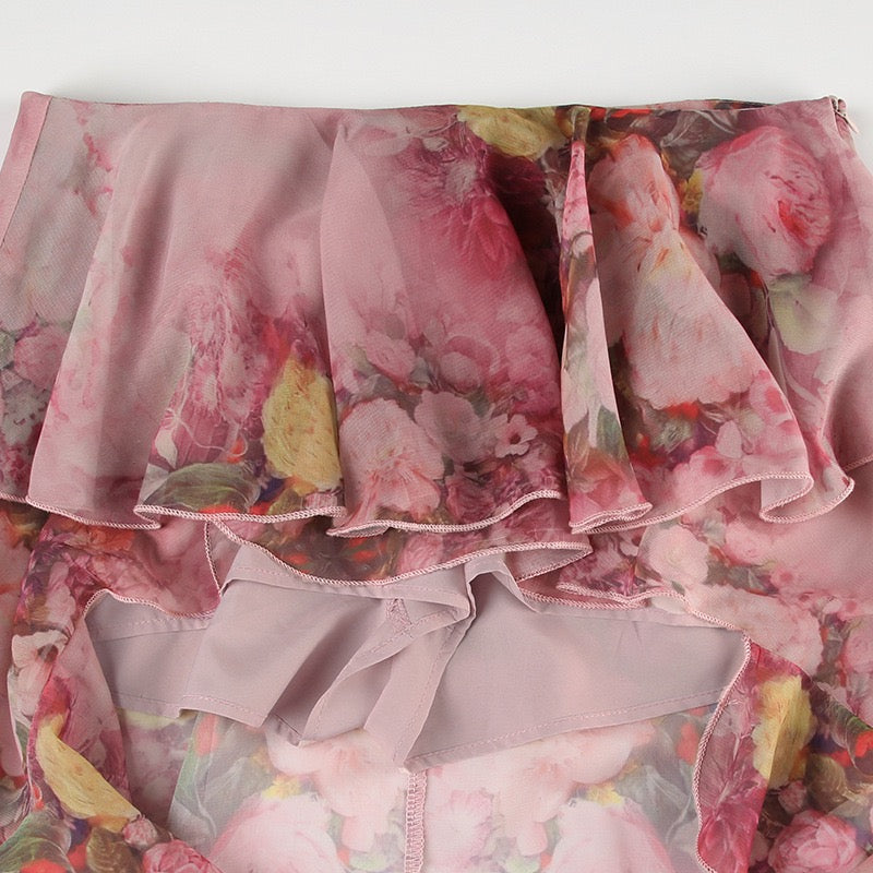 Floral print ruffle skirt