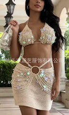 Sequined handmade crochet set