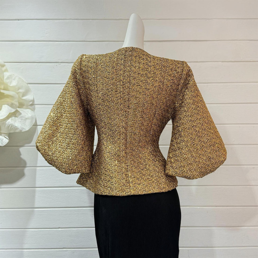 Metallic puff sleeves jacket