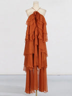 Stitching ruffled dress